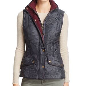 Barbour Calvary Gilet Quilted Vest Size 8 Navy
